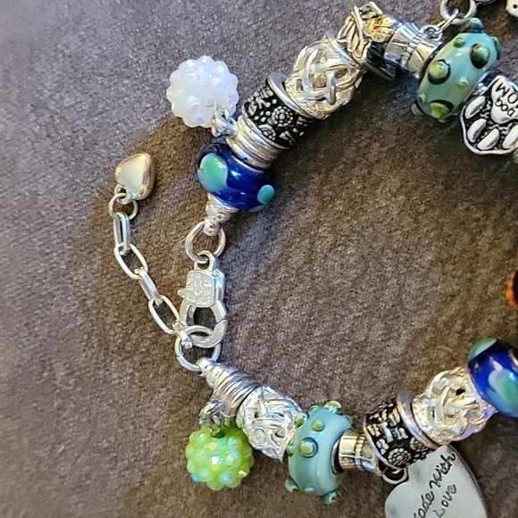 STAINLESS Steel European Lampwork Dog Mom Guitar Charm Bracelet - Picture 4 of 4